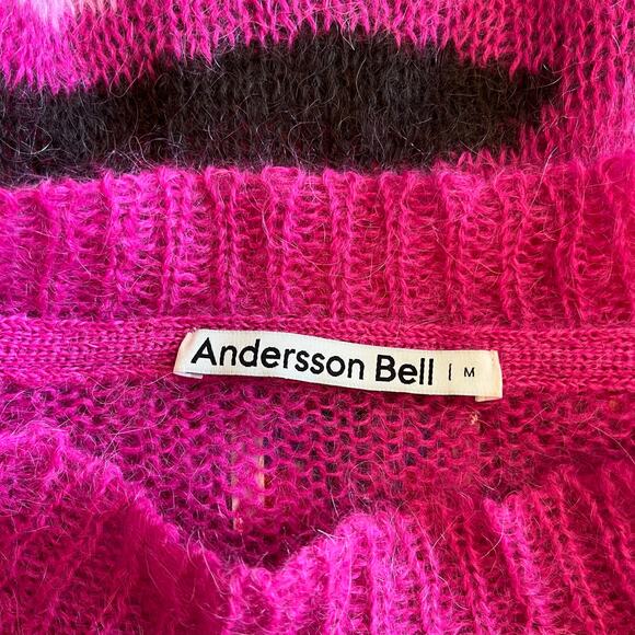 Andersson Bell Pink Geometric Abstract Mohair Mock Neck Pullover Sweater Sz M - Picture 7 of 8